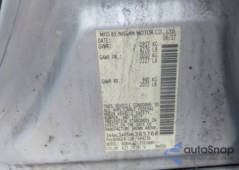 2017 Nissan Altima 2.5 S из США, поврежденный, VIN 1N4AL3AP3HN365768